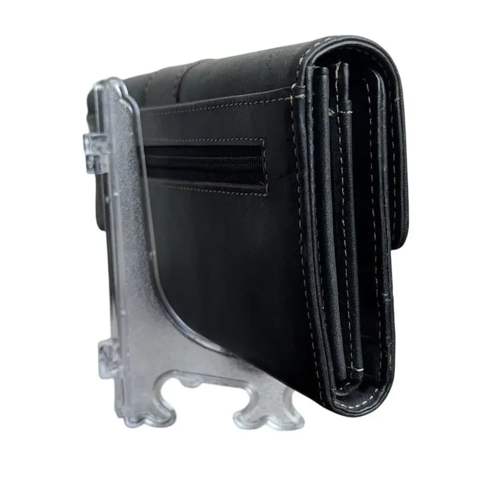 Franklin Covey Black Leather Buckle Clutch Wallet